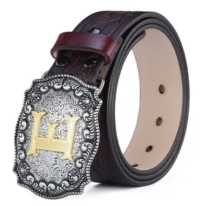 Cowhide E Letter Belt European and American Fashion Buckle Waistband Retro Matching Jeans Elegant Men's Belt Plus Size