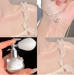 Body Glitter Spray for Women, Ultra Sparkle Fine Powder with Cute Kitty Bottle, Shimmer Highlighter for Festivals & Daily Use