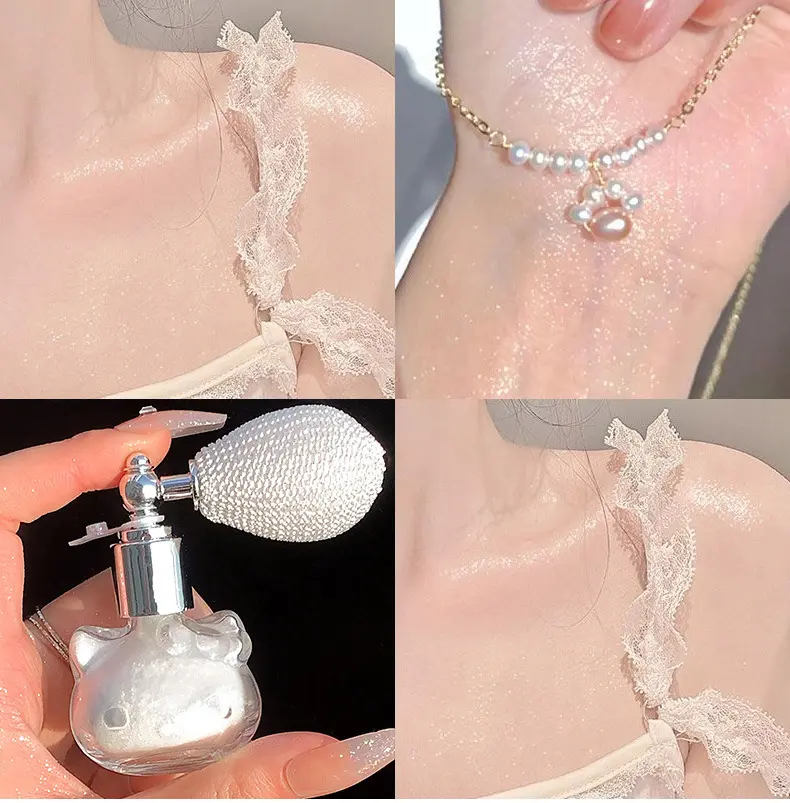 Women's Body Glitter Spray - Glitter Beauty Makeup Product, Ultra Sparkle Fine Powder, Cute Kitty Bottle, Blendable/Brilliance Shine/Full Body Glow Highlighters & Luminizers for Festivals, Daily Use, Makeup Products, Blendable Highlighters & Luminizers, B
