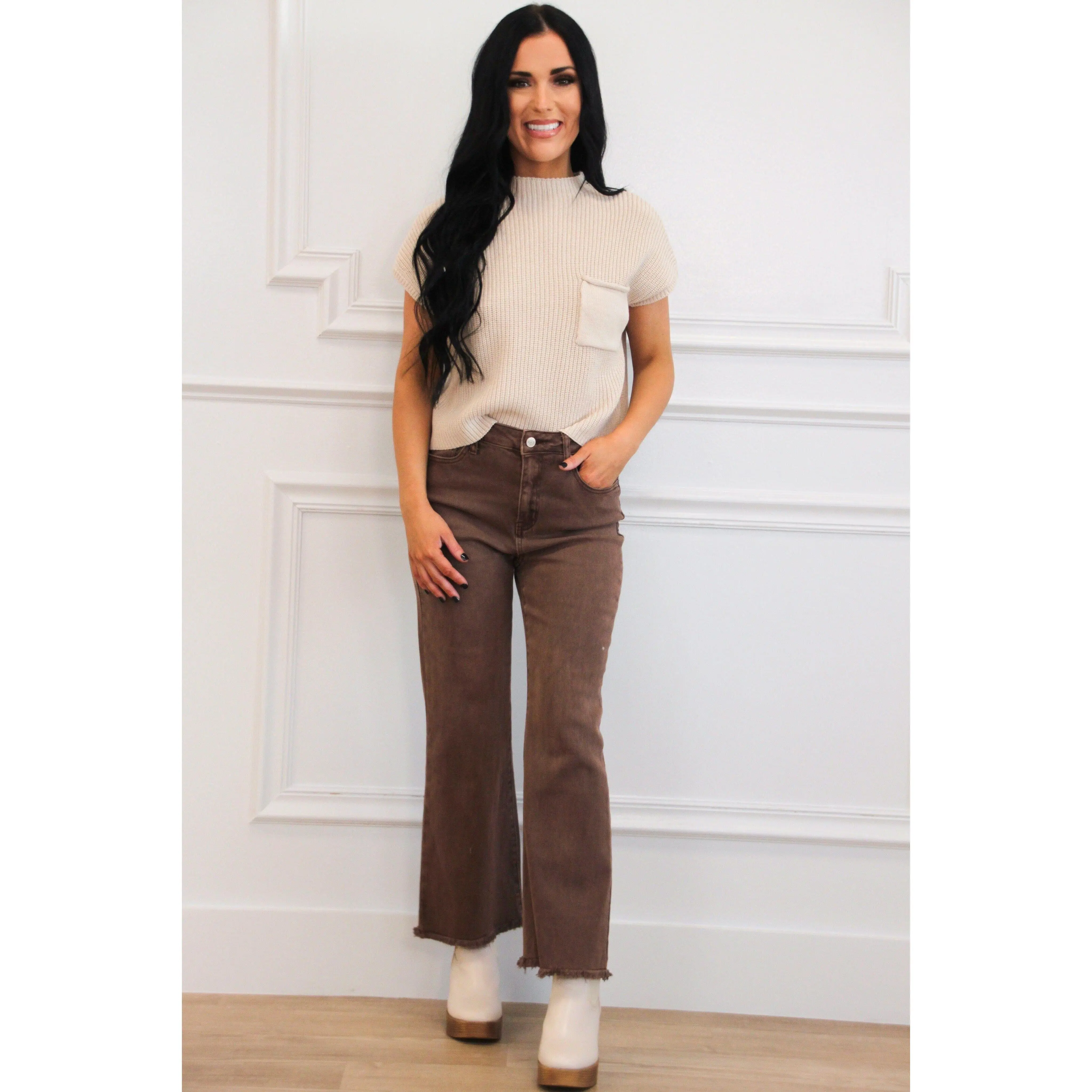 Everyday Easy Pocket Sweater: Sand Beige