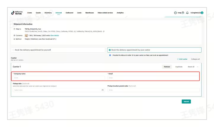 If you ask carrier to book on your behalf, please provide correct ...
