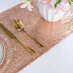 Sequin Table Runner, 1 Count Exquisite Elegant Tablecloth, Table Decoration Supplies for Wedding Birthday Festival Party