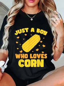 100% Cotton Crop Farming Corn Maize Just A Boy Who Loves Corn T-Shirt