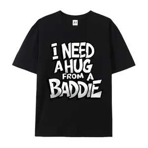 Men's Funny "I Need A Hug from A Baddie" Retro Graphic T-Shirt - Soft Loose Fit Short Sleeve Round Neck Tee, Humorous Top for Everyday Outfits