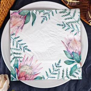 20/50pcs 2ply 33x33cm King Flower&Fern Print Party Napkins, Disposable Paper Towels,Ideal for Theme Parties, Company Team Building, Friend Gatherings