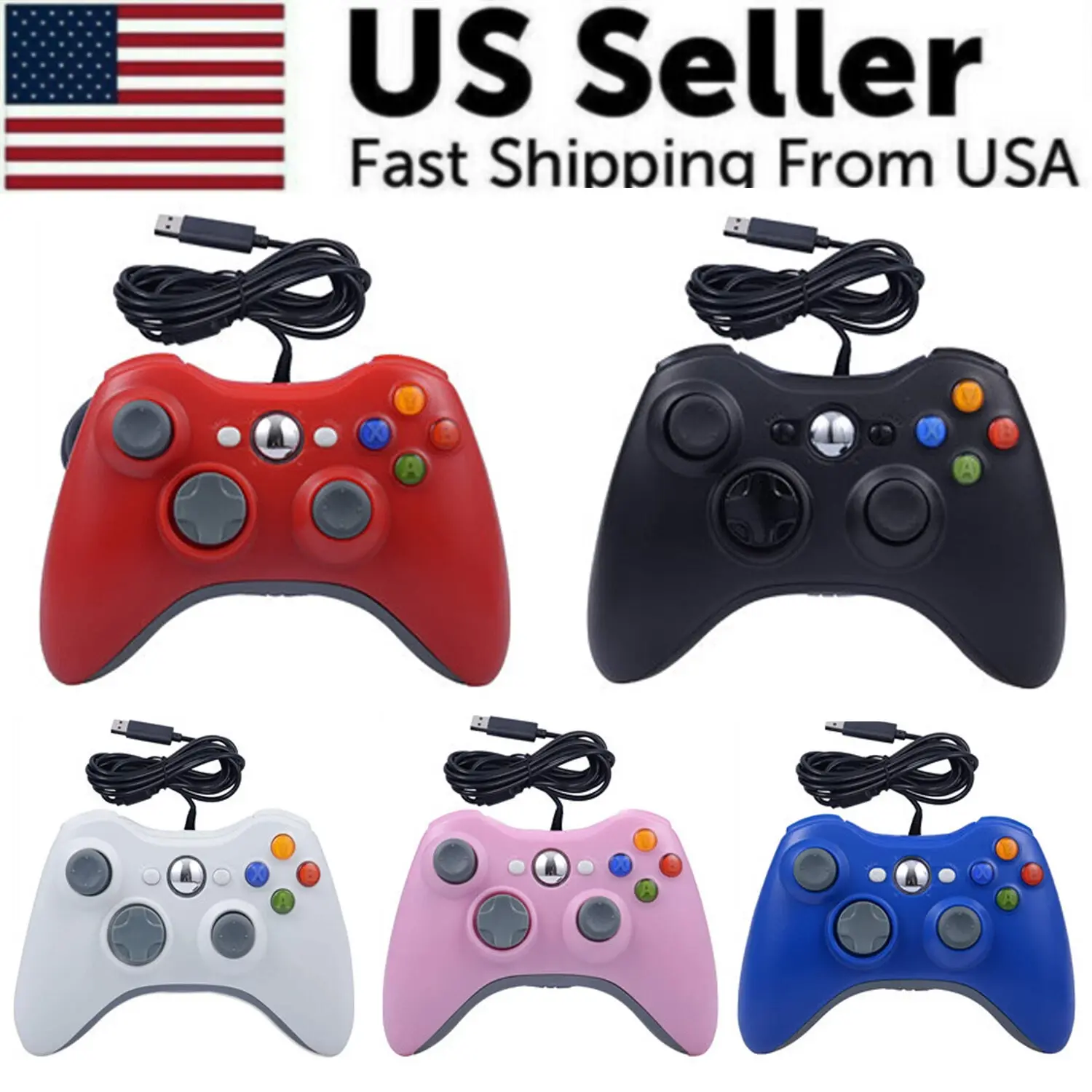 Cabled Plastic Wired Controller USB, PC Gaming Accessories Compatible with Xbox 360, Windows 7, 8, 10, 11 Gamepad