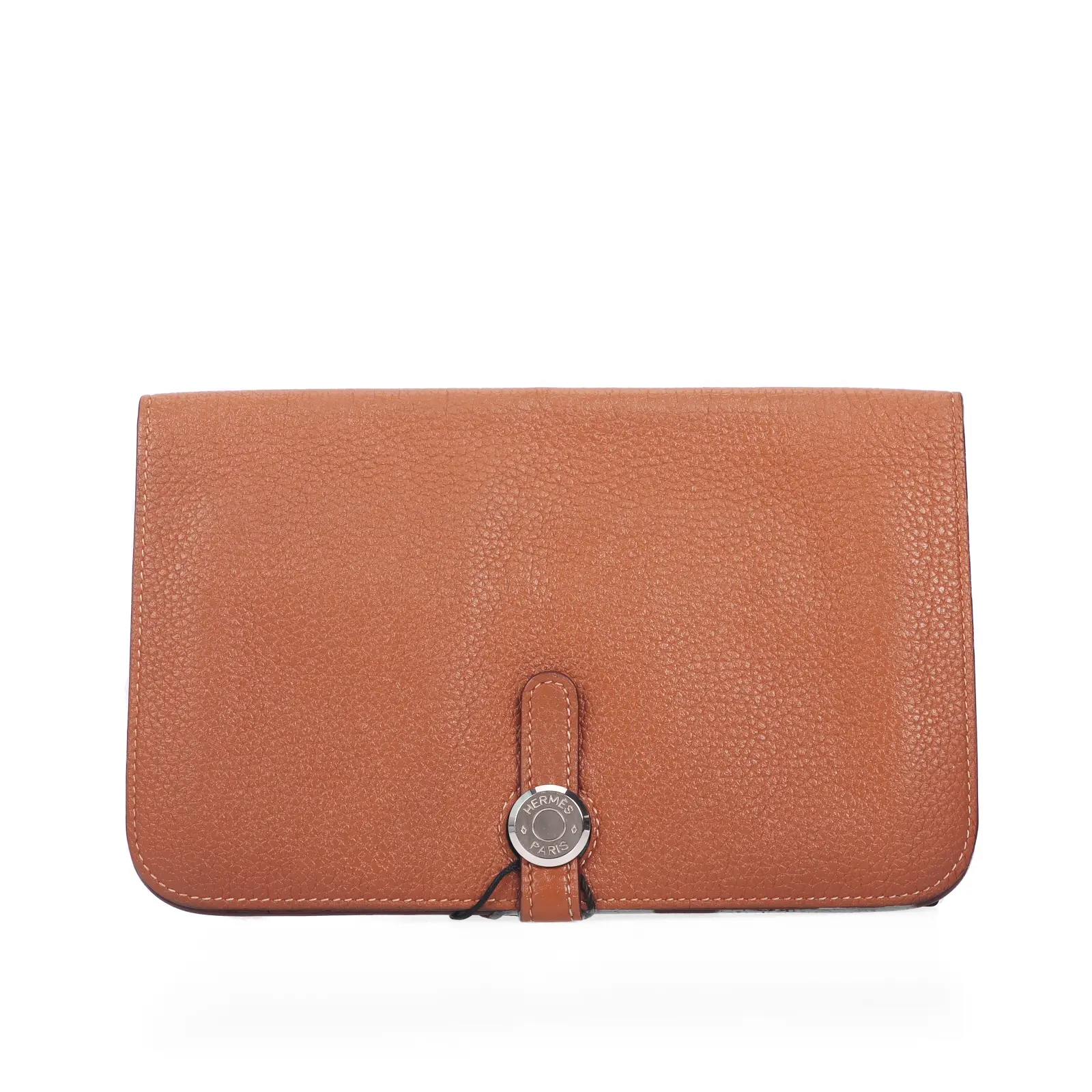 Pre-owned HERMÈS Taurillon Clemence Calfskin Wallet Hermes Gold Brown 72975139