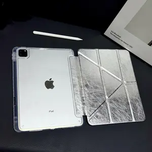 iPad Case for iPad A16, Air 11, Pro 11, New Model iPad 5-10, Metal Texture Transparent Acrylic, Full Protection, Anti-Drop, 10.9 Inch