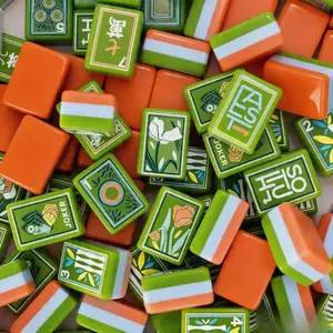 Viral Aesthetic Green Pink Floral American Mahjong Set, Pastel Macaron Acrylic Tiles ,Perfect Gift for Her ,Complete 160 Tiles for Girls' Night, Game Night & Family Fun, Board Family Games, Tabletop Games,summervibes