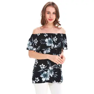 Women's Off the Shoulder Top in Midnight Bloom