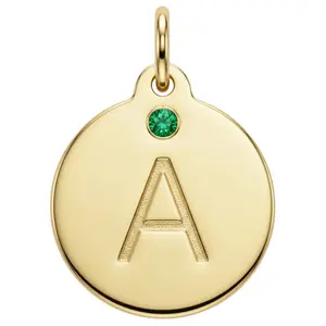 Alphabet Charm with Emerald