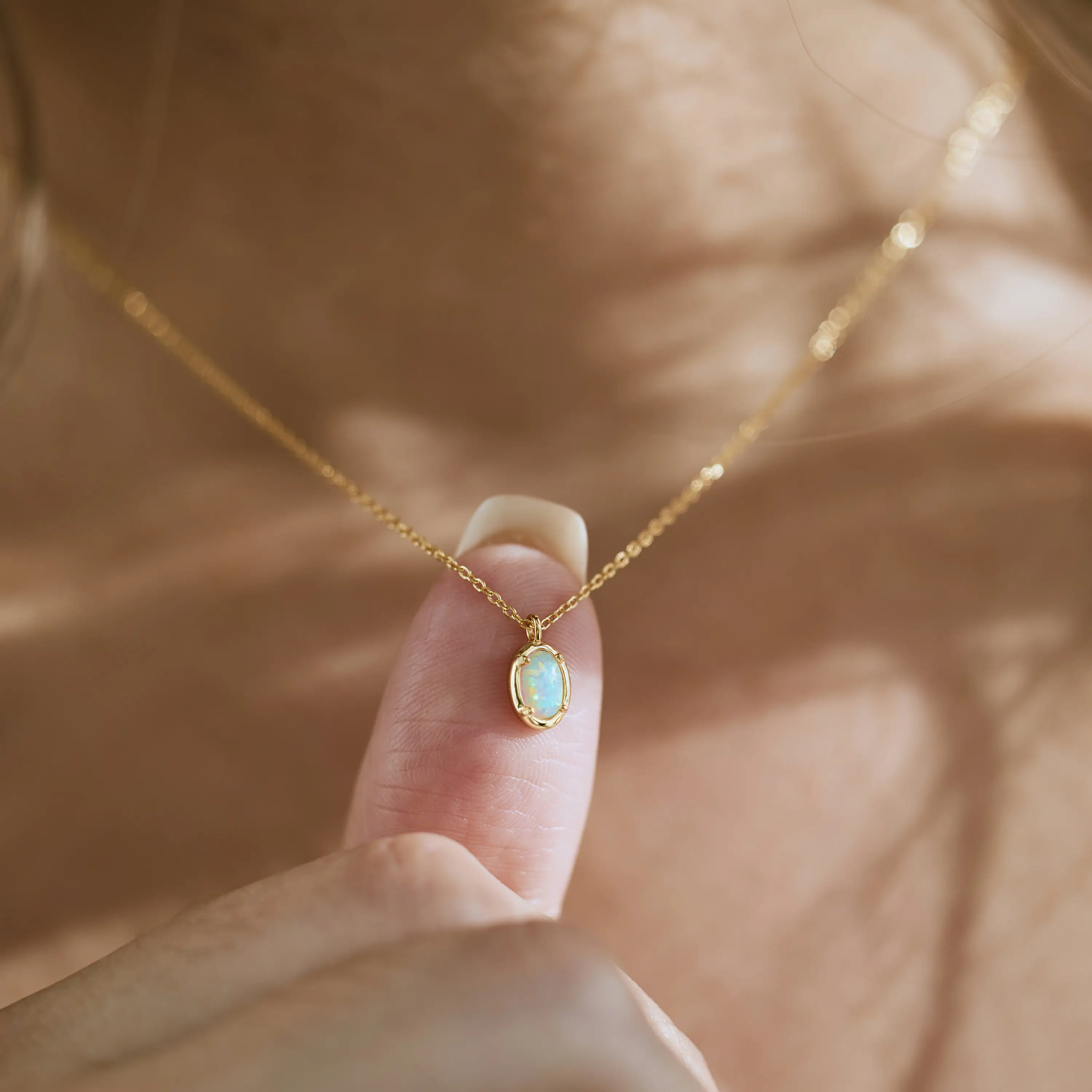 modmints Dainty White Artificial Opal Necklace - Women's Jewelry, Daily Wear Necklace, Mother's Day Gift Idea,summerwins