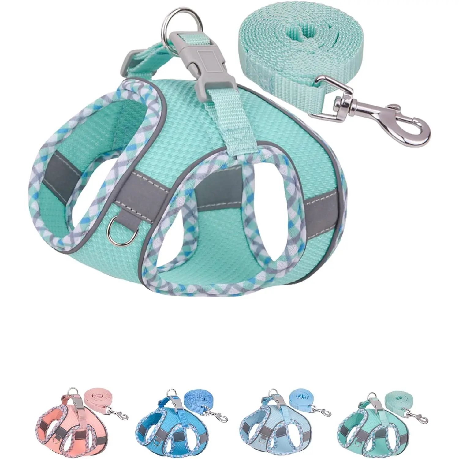 Petank Dog Harness for Small Medium Dogs No Pull, Puppy Harness and Leash Set, Step in Dog Harness for Walking, Running, Training, Small Dog Vest(Green, XXS)