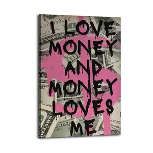 Funky Preppy Money Motivational Canvas Painting Oil Painting Wall Art Canvas Poster Decorative Painting Corridor Decoration Home