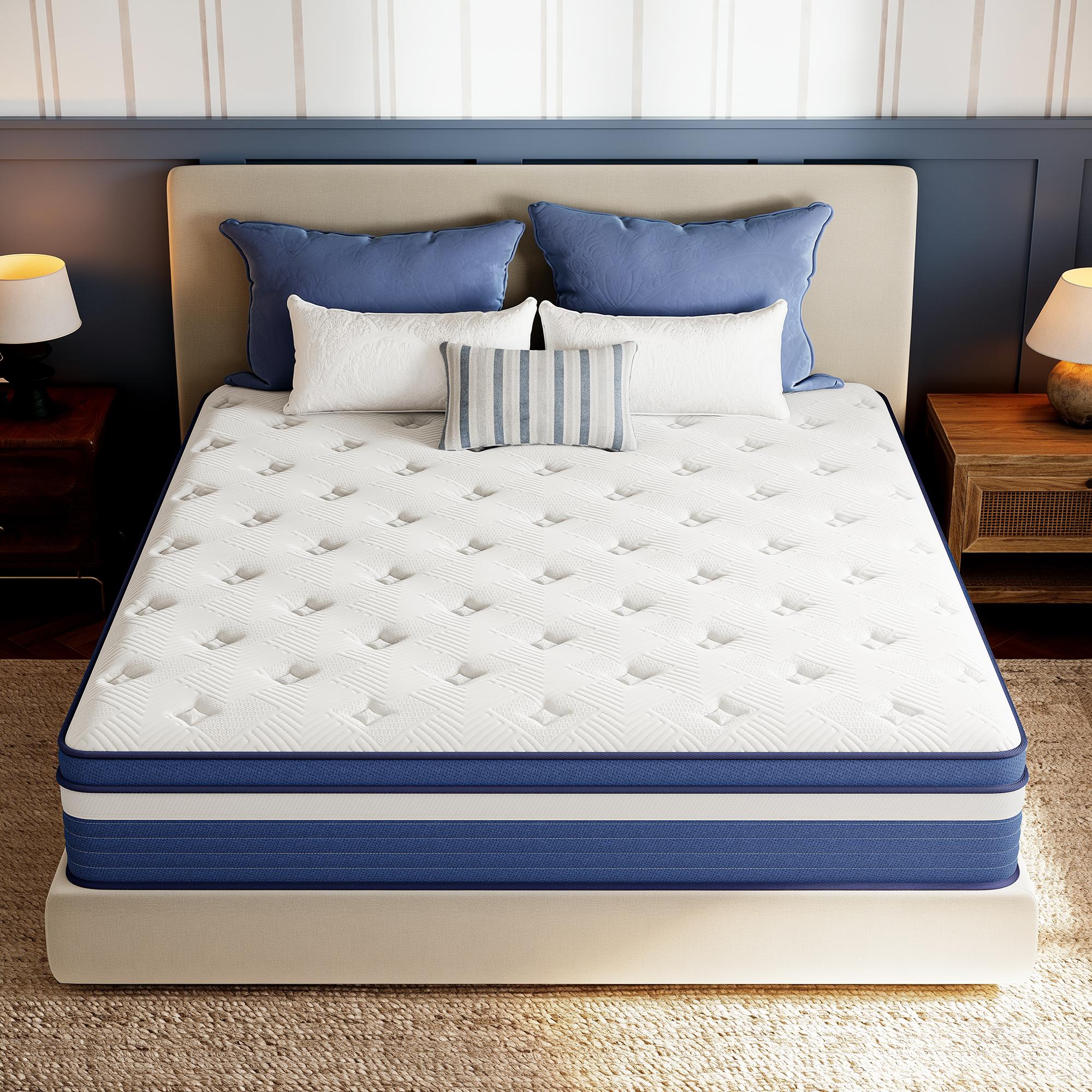 Twin/Full/Queen/King Mattress, Gel Memory Foam & Zoned Support Springs, Pressure Relief, Breathable Fabric, Motion Isolation Mattress Memory   twin mattresses