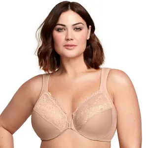 Glamorise Womens WonderWire Front-Closure Underwire Bra 1245 Café 44D