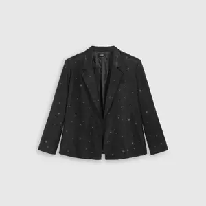 Cider [2 colors, size 2-26] Glitter Notched Collar Oversized Blazer Curve & Plus