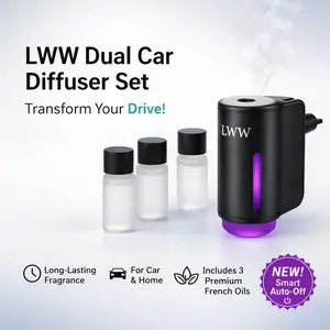 Car Aroma Diffuser with France Essential Oils Three Adjustable Intensity Levels Woody Fruity Aromatic USB Rechargeable 30-Day Battery Life
