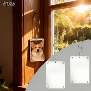 Acrylic Rearview Mirror Photo Frame 2-Pack Universal Fit 2.4"x3.5" Magnetic Closure Adjustable Rope Car Decor for Couples Family Pet Party Gift