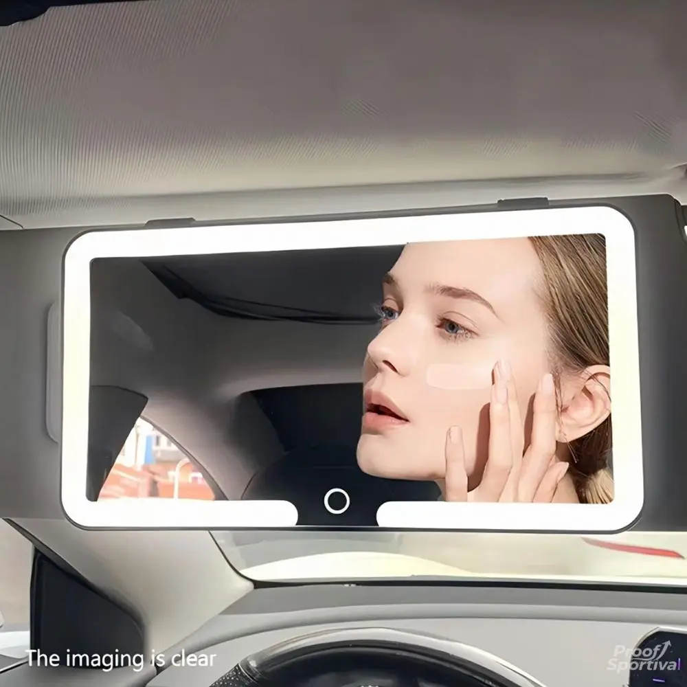 Car Sun Visor Vanity Mirror with Lights, 3 Light Modes & 60 LEDs, Rechargeable Dimmable Touch Control Travel Makeup Mirror for Truck SUV