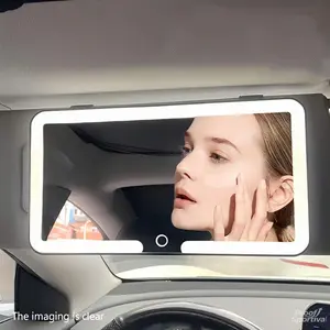 Car Sun Visor Vanity Mirror with Lights, 3 Light Modes & 60 LEDs, Rechargeable Dimmable Touch Control Travel Makeup Mirror for Truck SUV