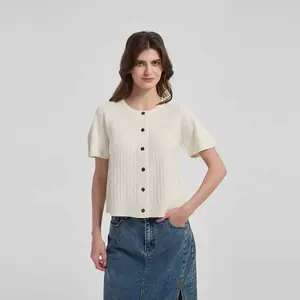 Women's Raglan Flutter Short Sleeve Cardigan Sweater - Universal Thread Cream XXL