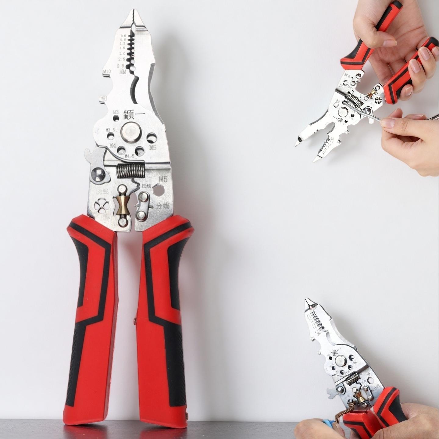 16-in-1 Multi-Function Wire Stripper Pliers with Live Wire Indicator Manual Hand Tool for Cutting Stripping Crimping Twisting & Bending Wires Home Repair Use Compact Portable High-Quality Tools