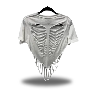 ROAD RASH V CUT HEART WHITE CROP TOP
