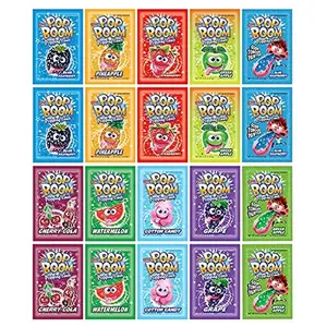 Tiltay Pop Boom Popping Candy – 20 Pack - 10 Flavor Assortment, Strawberry, Cherry Cola, Green Apple, Blue Raspberry, Watermelon, Grape, Pineapple, Cotton Candy - OU Kosher - Dairy Free