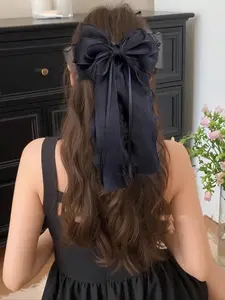 Elegant Soft Lace Net Bow Hair Clip, Ribbon Claw Clips, Perfect for School & College Use, Stylish Hair Accessories