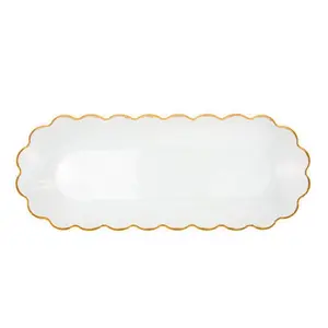 The Royal Standard - Chapelle Oval Serving Platter   Clear/Gold   17.8x1.2x7