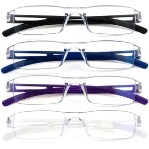 Pack 4 Rimless Reading Glasses,Blue Light Clear Frames Reader Lightweight for Men and Women-USA