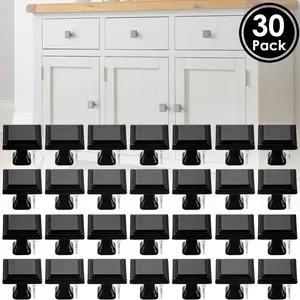 30 Pack Matt Black Cabinet Knobs, 1.1 Inch Kitchen Cabinet Hardware Square Knobs for Cupboard and Drawer