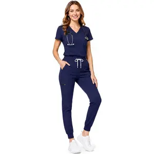 Scrubs for Women, 9-Pocket Soft V-Neck Top and Stretch Jogger Pants, Medical Uniform for Nurses, DoctorsGift.