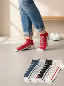 Men's Graphic Ankle Socks, Casual Comfy Breathable Low Cut Knitted Socks for Daily Wear, 5 Pairs Knit Anklets for Men, Summer Men's Socks & Hosiery