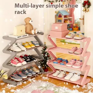 4-Tier Z-Shaped Shoe Rack - Space Saving Shoe Organizer for Narrow Entryway & Closet - Easy Assembly Storage Shelf - Spring Cleaning Apartment Dorm Essentials