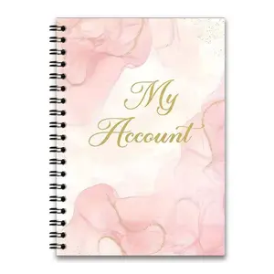 Elegant My Account Themed Luxury Notebook with Marble Cover, Gold Foil Font and Spiral Binding, Perfect for Organizing Personal Accounts