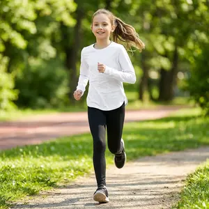 Girls' Long Sleeve Athletic Shirts - Quick Dry UPF 50+ Sun Shirt for Gym Yoga Fall Tops Kids Basic Tees Comfortable Breathable Fabric Perfect for Sports Outdoor Activities