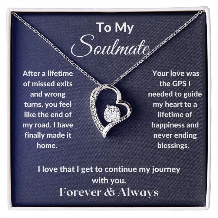 To My Soulmate Forever Love Heart Necklace Gift With Box, To My Soulmate Necklace For Women,Best Birthday Meaningful Gift Ideas For Wife,To My Smoking Hot Wife Necklace,Funny Gifts For Girlfriend,Romantic Gifts Jewelry For My Wife with Message Card Box