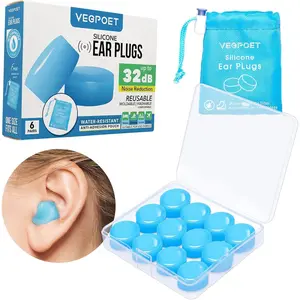 Ear Plugs for Sleeping - Reusable Moldable Silicone Earplugs Noise Cancelling Reduction for Concerts, Swimming, Shooting, Snoring, Airplane, Musicians, Motorcycle, 12 Pack