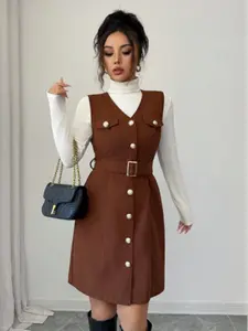 Women's Solid Color Vest Button Dress, Versatile Sleeveless Top, Casual Fashion for Daily Wear, Comfortable and Stylish