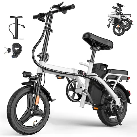 Folding Electric Bike (Ebikes) - 500W Motor, 20MPH Adjustable Speed, 35+ Mi Pedal+Throttle PAS Range, 14" Steel Frame, 12Ah Removable Battery, Rear Storage Basket, Compact Folded, Lightweight 50 lbs, UL 2849V Certified, Throttle on Demand