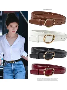 4pc British & American Style Letter Buckle Vintage Belt, Versatile, Fashionable and Elegant Design, for Jeans and Shorts, All Seasons