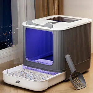 Large-Capacity Cat Litter Box, Odor-Control Tray & Scoop, Anti-Splash, Fully Enclosed, Foldable Design, Hygienic Pet Toilet, Litter Box Enclosure