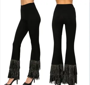 Tiered Rhinestone Fringe Palazzo Pants Fit Womenswear Streetwear RopaconBrillo Y2K party Bottom Casual denim outfit Elegance Style