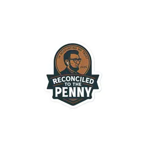 Reconciled to the Penny Sticker | Funny Accountant Gift, Vinyl Sticker for CPAs and Bookkeepers