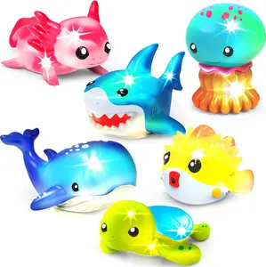 Tub Works Under the Sea Light Up Bath Toys, 6 Pack | Water-Activated Light Up Toys Flash & Change Color | Easy-Grip Baby & Toddler Bath Toys | Sensory Bathtub Toys with Bath Lights for Kids Bath