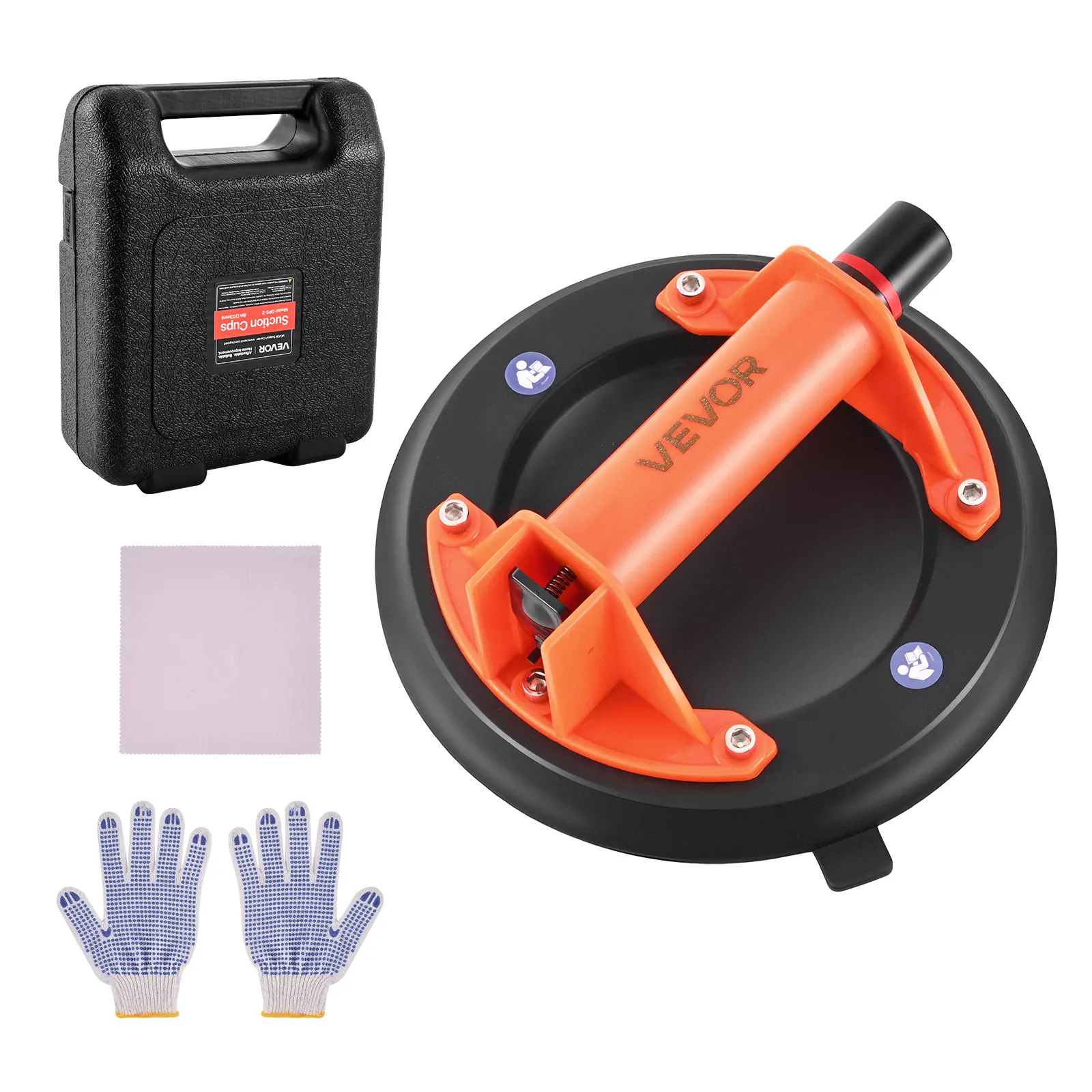 VEVOR Vacuum Suction Cup, 8-Inch Vacuum Glass Lifter with ABS Handle, 400 lbs Max Lifting Capacity Tile Suction Cup Tool with Carrying Case for Lifting Large Tile, Granite, Drywall, Windows (1-Pack)