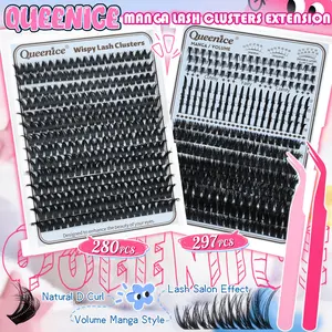 280/297PCS individual cluster false eyelashes, V-shaped lashes, D curl eyelashes, Bottom+spike+80D/100D multiple styles, multiple choices, with 2 tweezers, suitable for home DIY, weddings, parties, gifts, daily makeup looks, Diy Volume Eyelashes