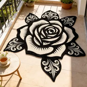 Modern Creative Rose Pattern Carpet, Foldable Easy Care Plush Rug, Decorative Fluffy Rug, Living Room Bedroom Decor, Large Area Mat
